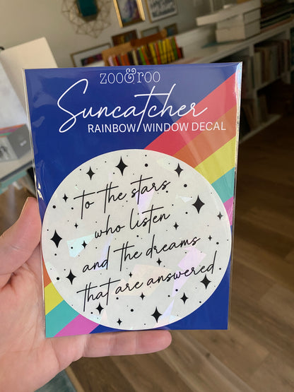Stars who listen suncatcher rainbow prism window decal