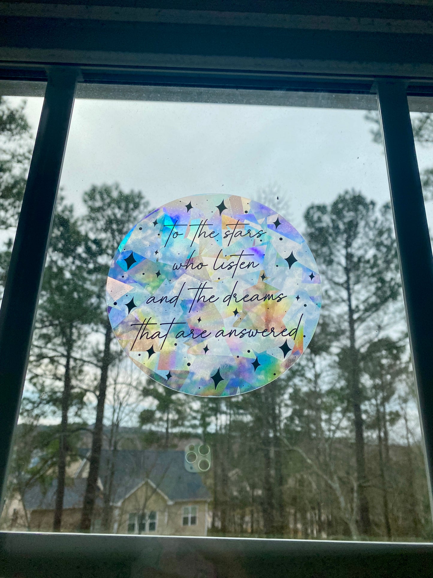 Stars who listen suncatcher rainbow prism window decal