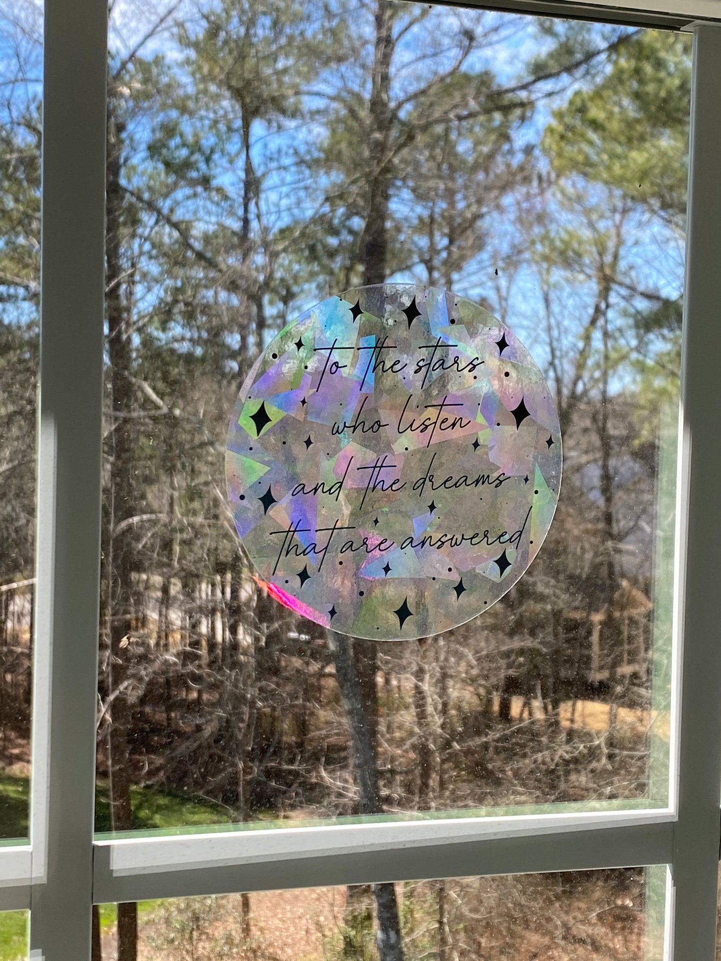 Stars who listen suncatcher rainbow prism window decal