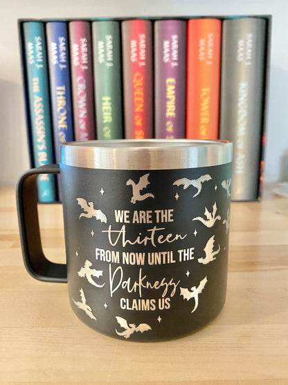 The Thirteen engraved mugs