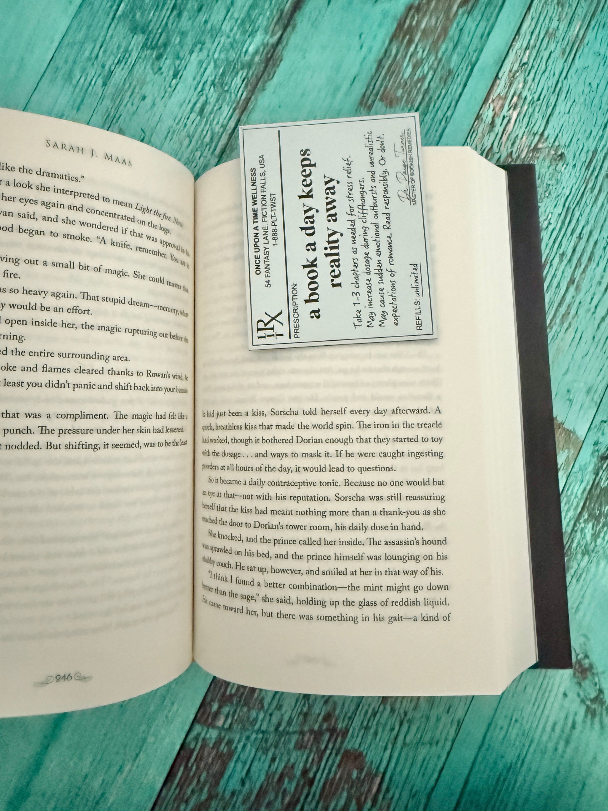 A book a day keeps reality away prescription bookmark