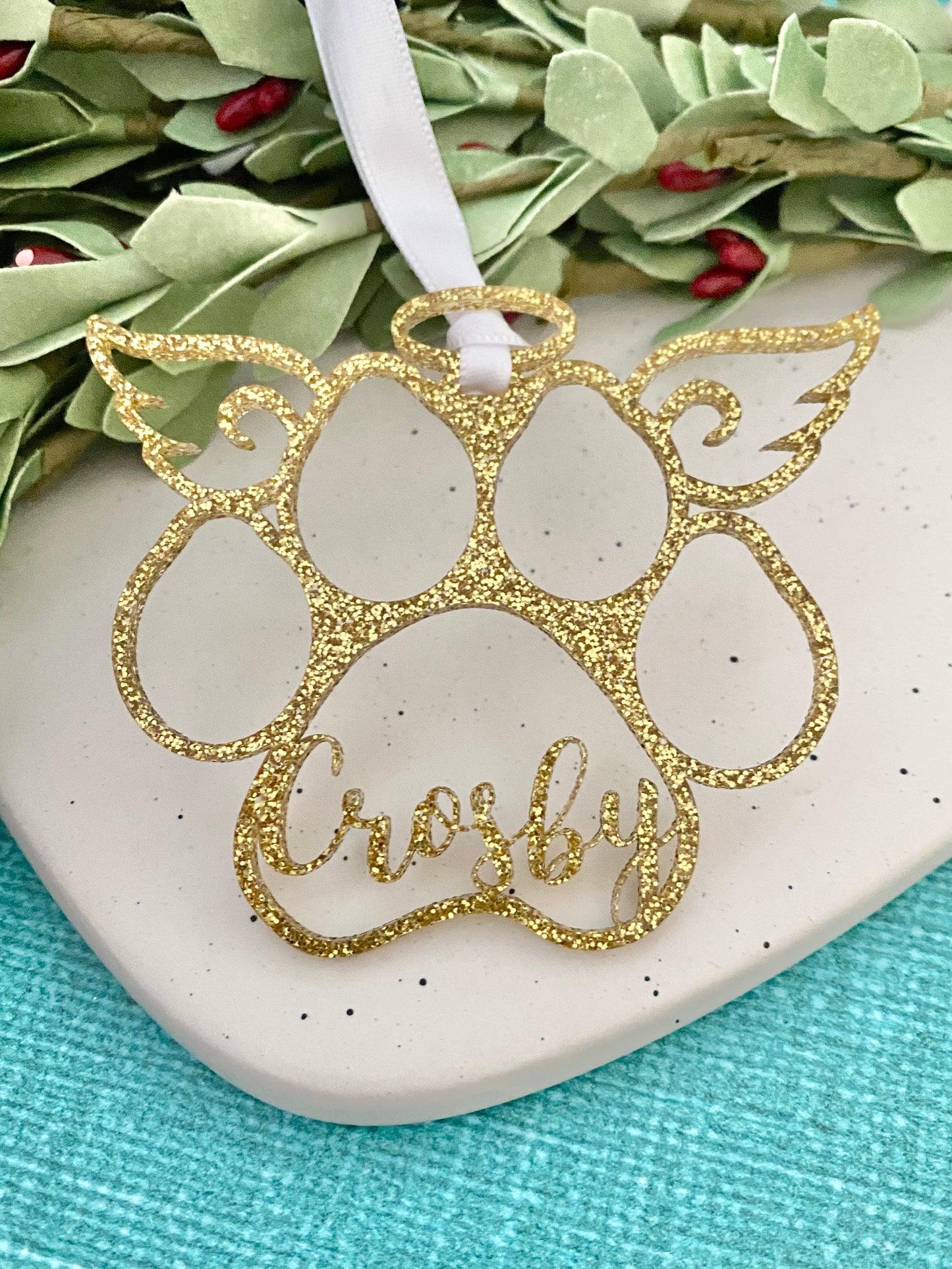 Angel pawprint ornament