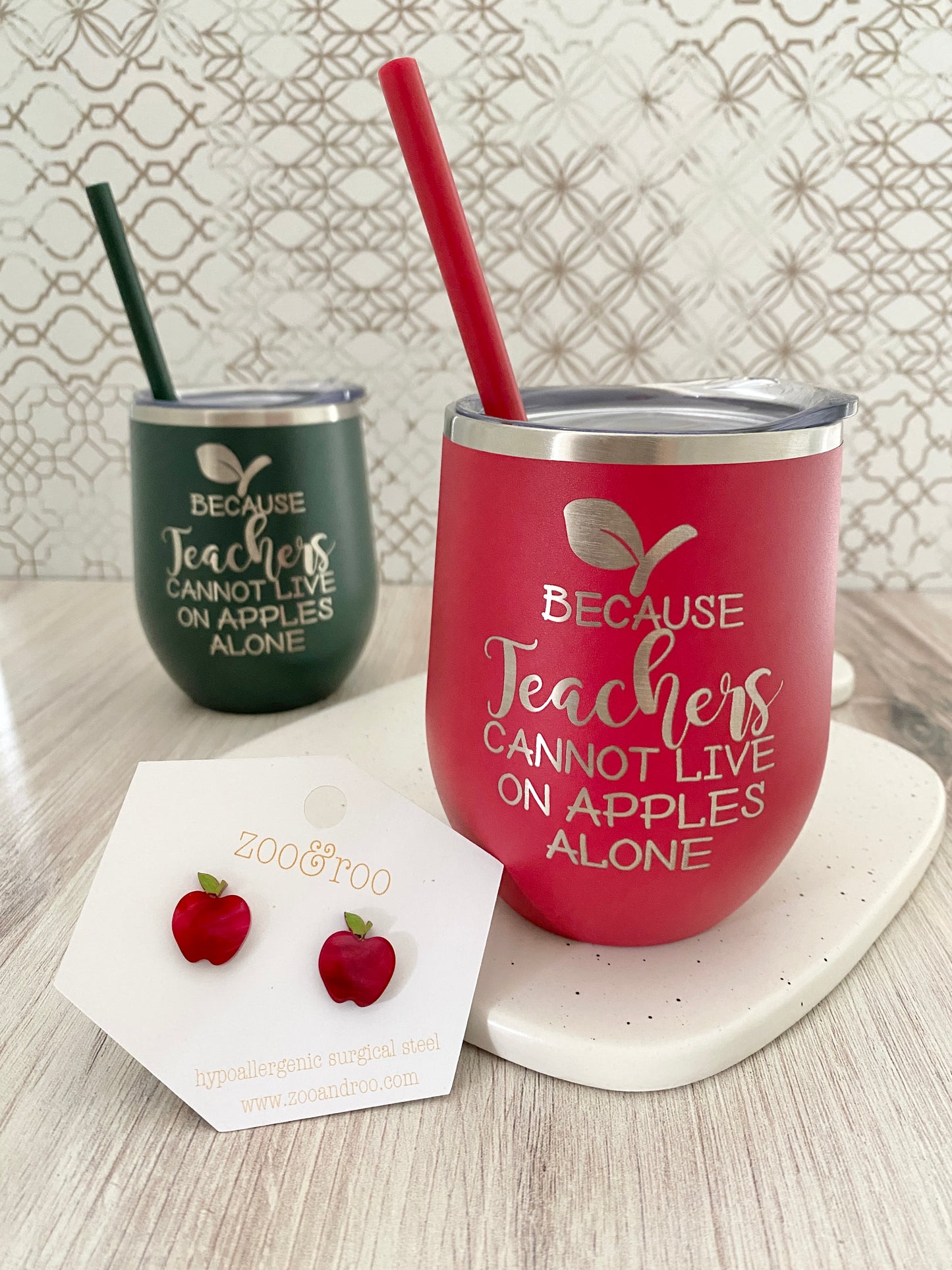 Because teachers cannot live on apples alone wine tumbler