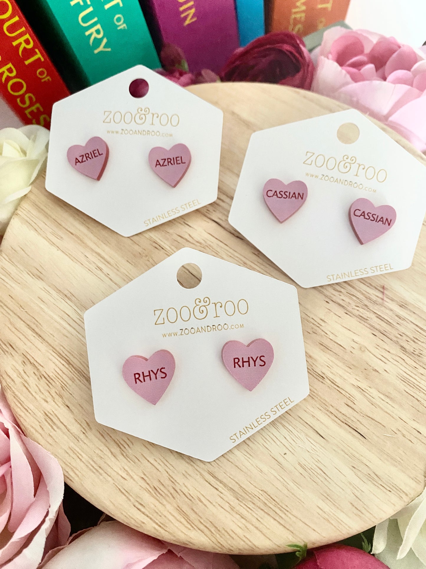 Book Boyfriend Conversation Heart Studs