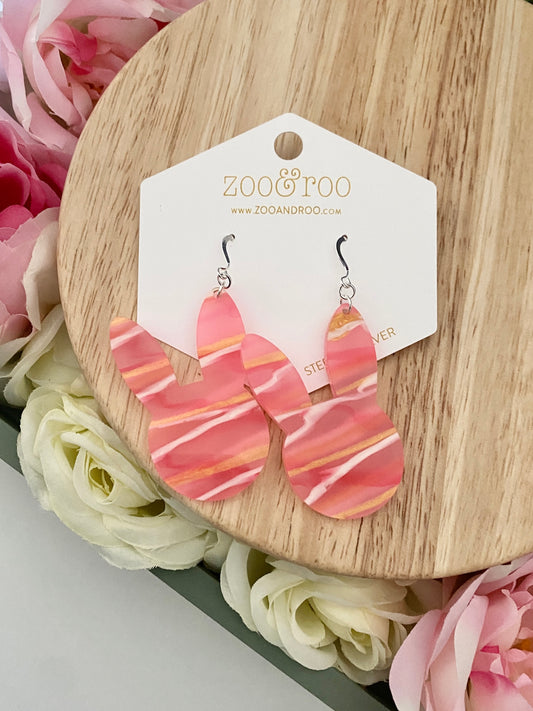 Easter Bunny Pink & Gold Stripe Earrings