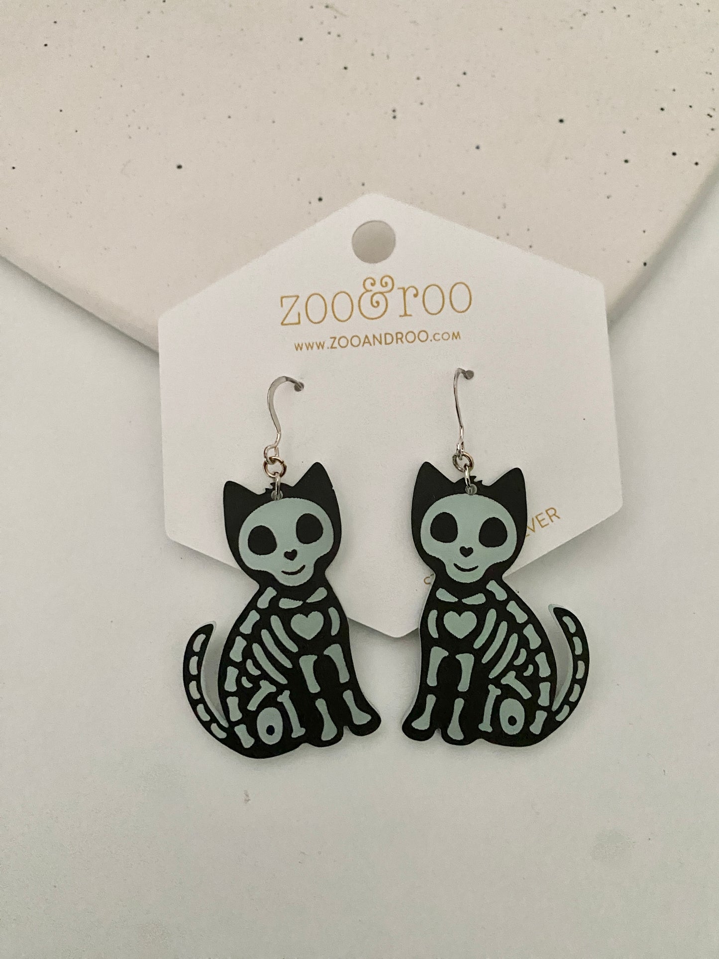 Glow in the dark cat earrings