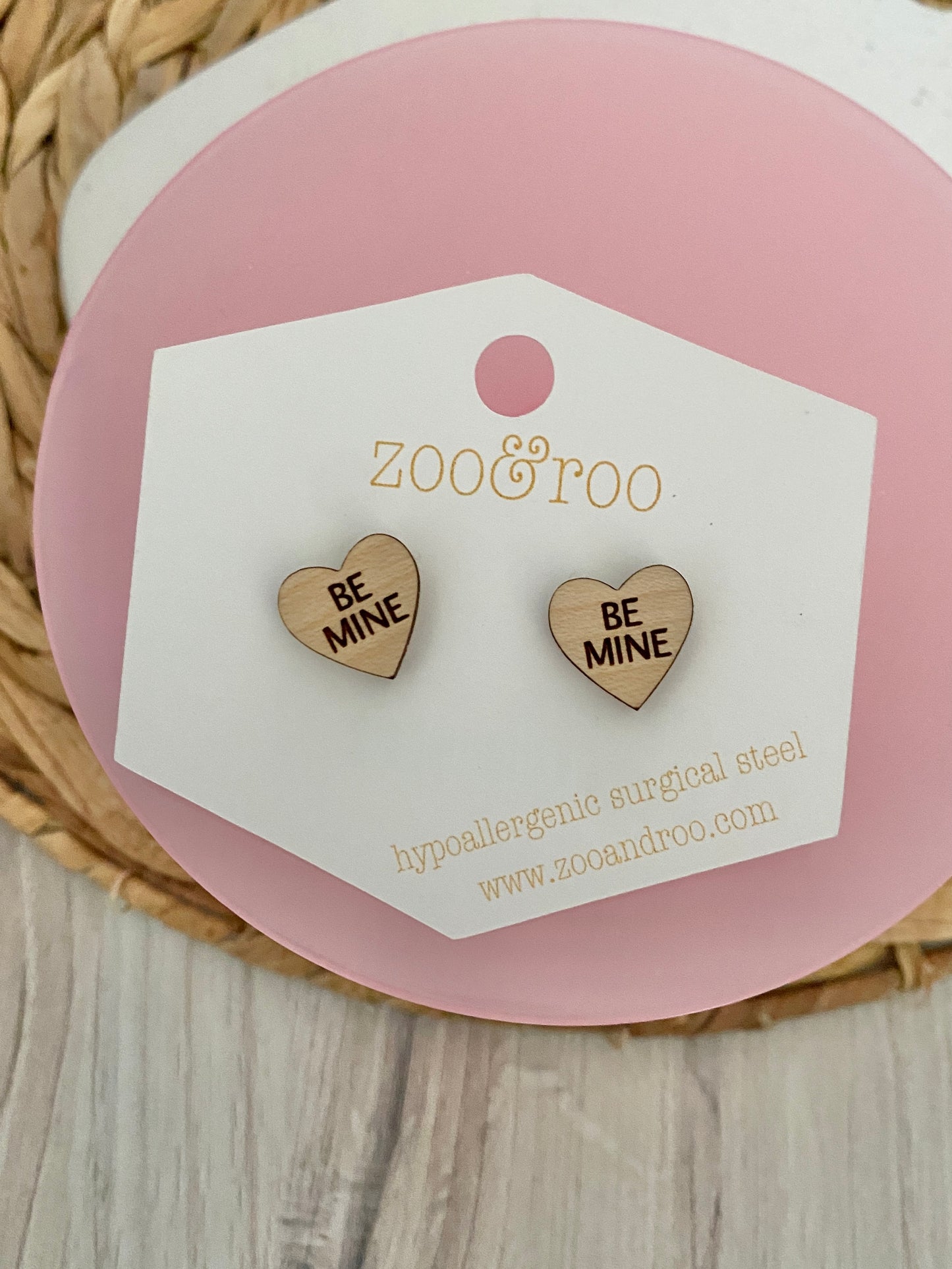 Wood Conversation Heart Studs