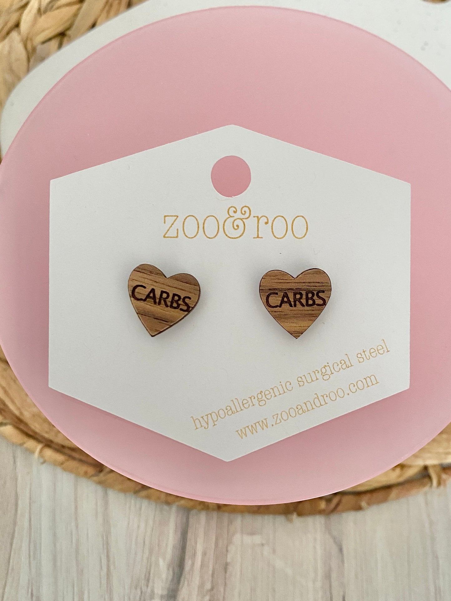 Wood Conversation Heart Studs