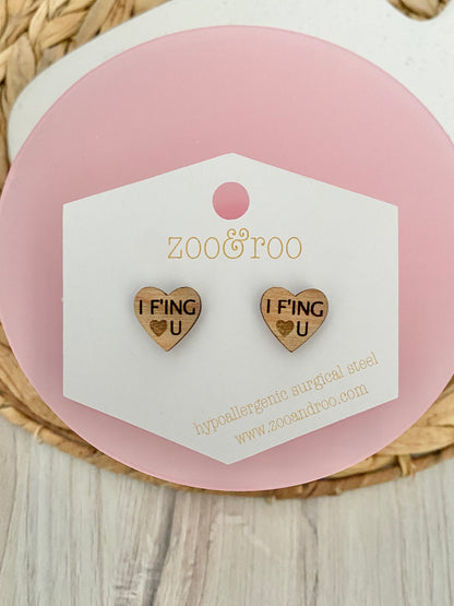 Wood Conversation Heart Studs