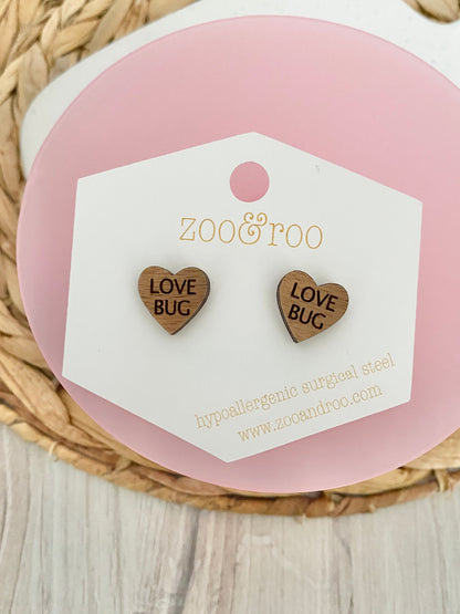 Wood Conversation Heart Studs