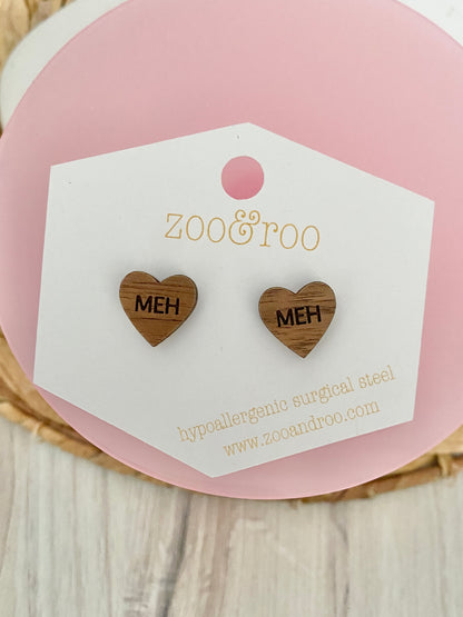 Wood Conversation Heart Studs