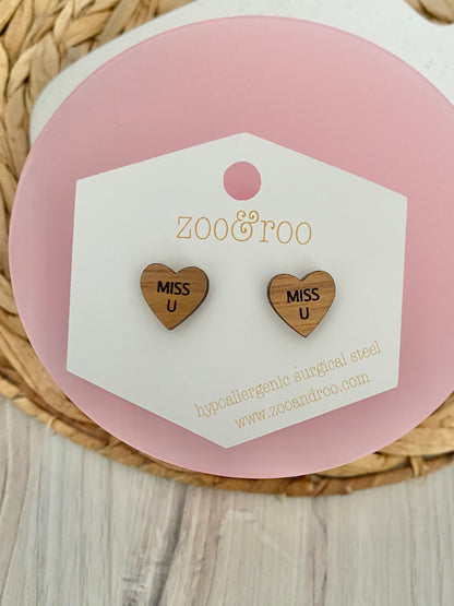 Wood Conversation Heart Studs