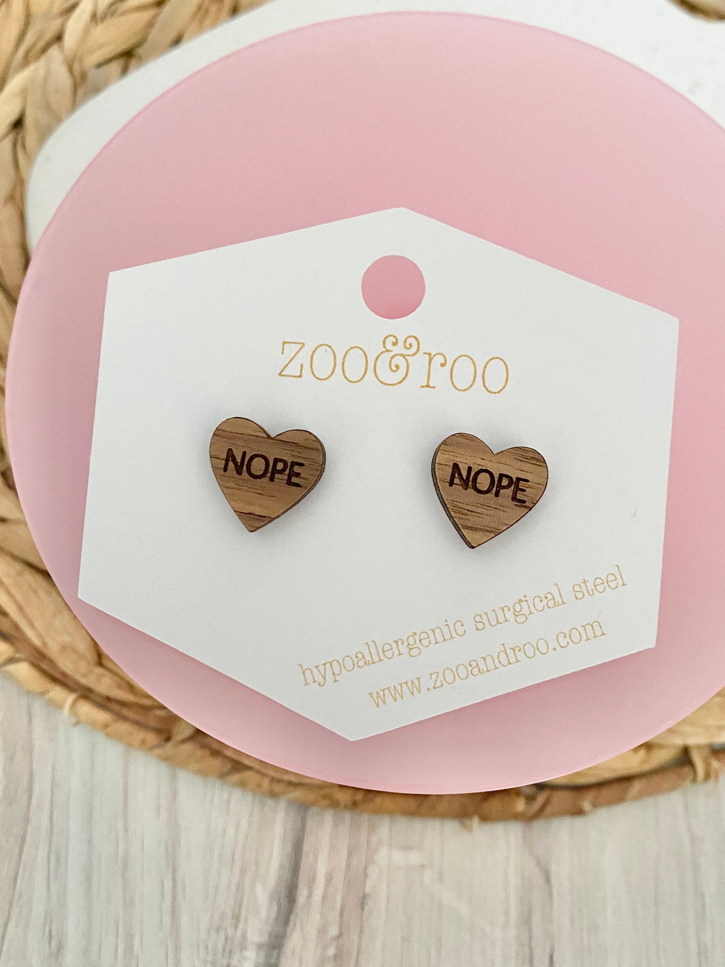 Wood Conversation Heart Studs