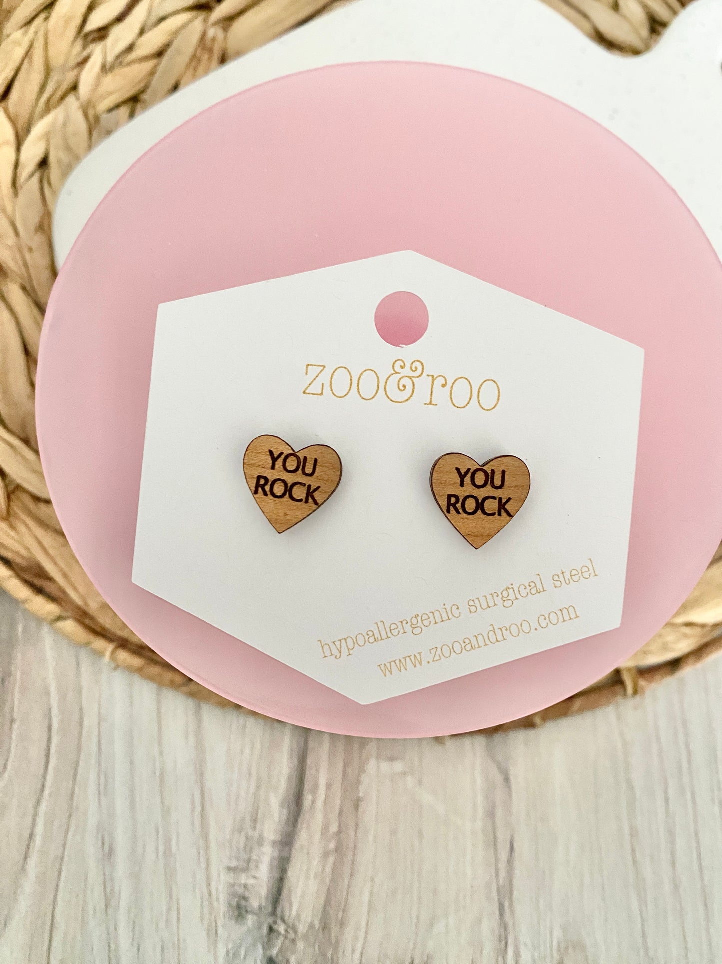 Wood Conversation Heart Studs