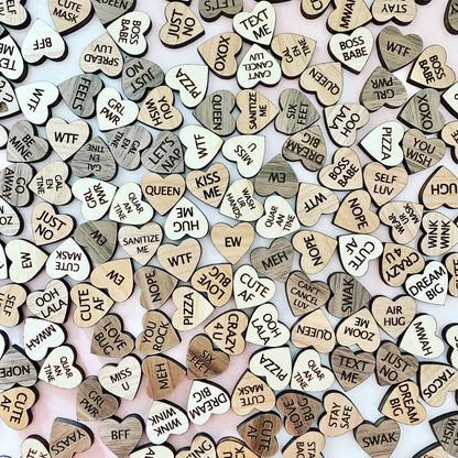 Wood Conversation Heart Studs