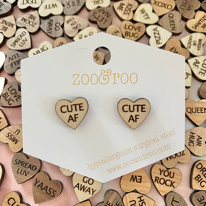 Wood Conversation Heart Studs