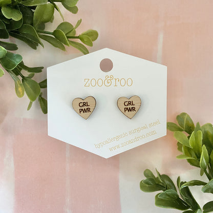 Wood Conversation Heart Studs