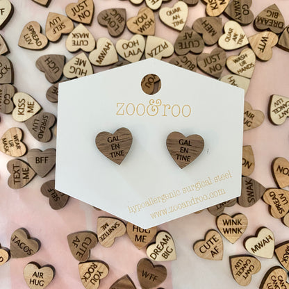 Wood Conversation Heart Studs