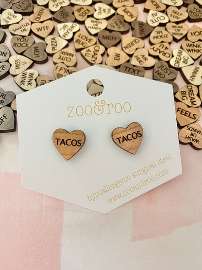 Wood Conversation Heart Studs