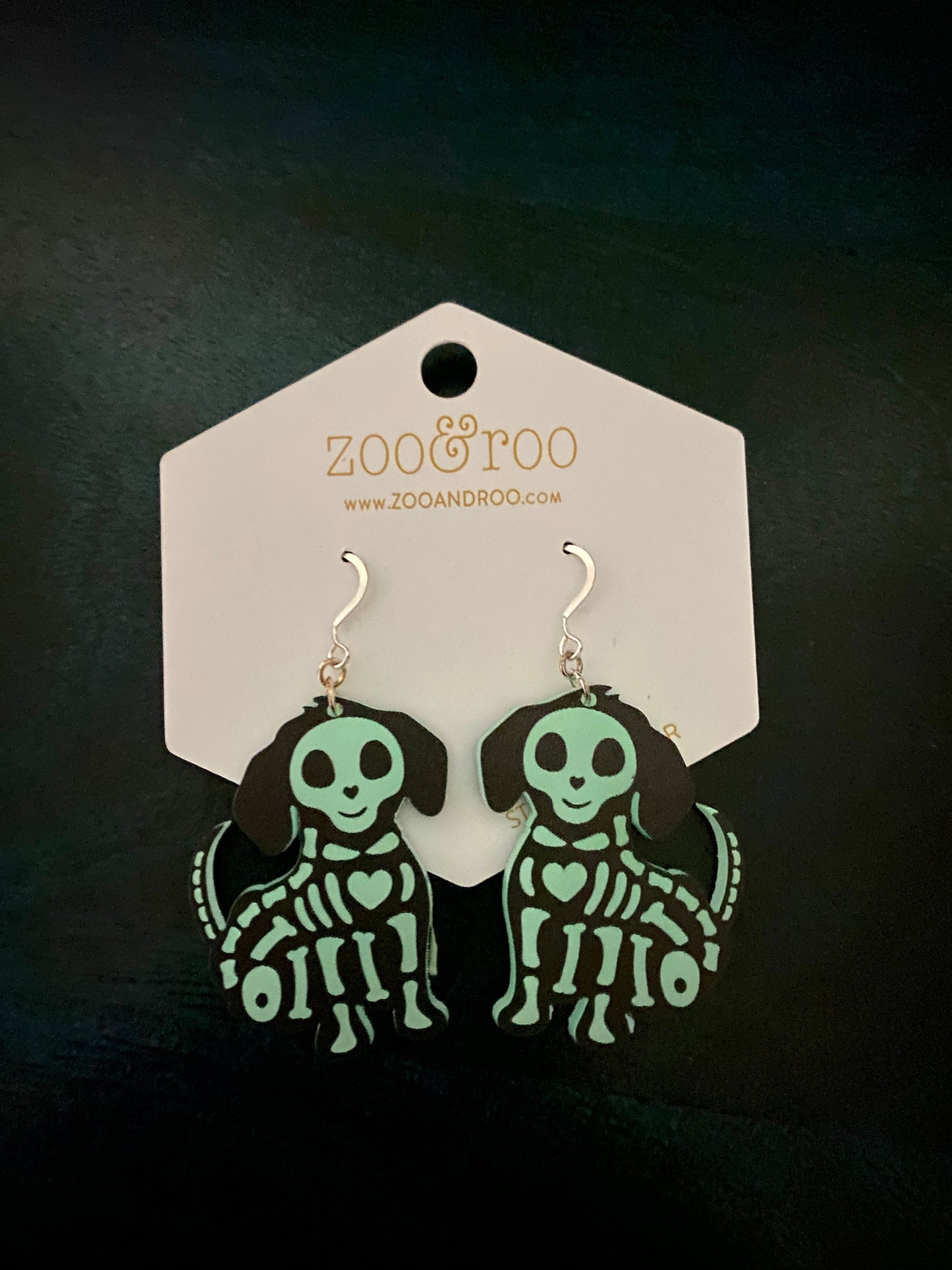 Glow in the dark dog earrings