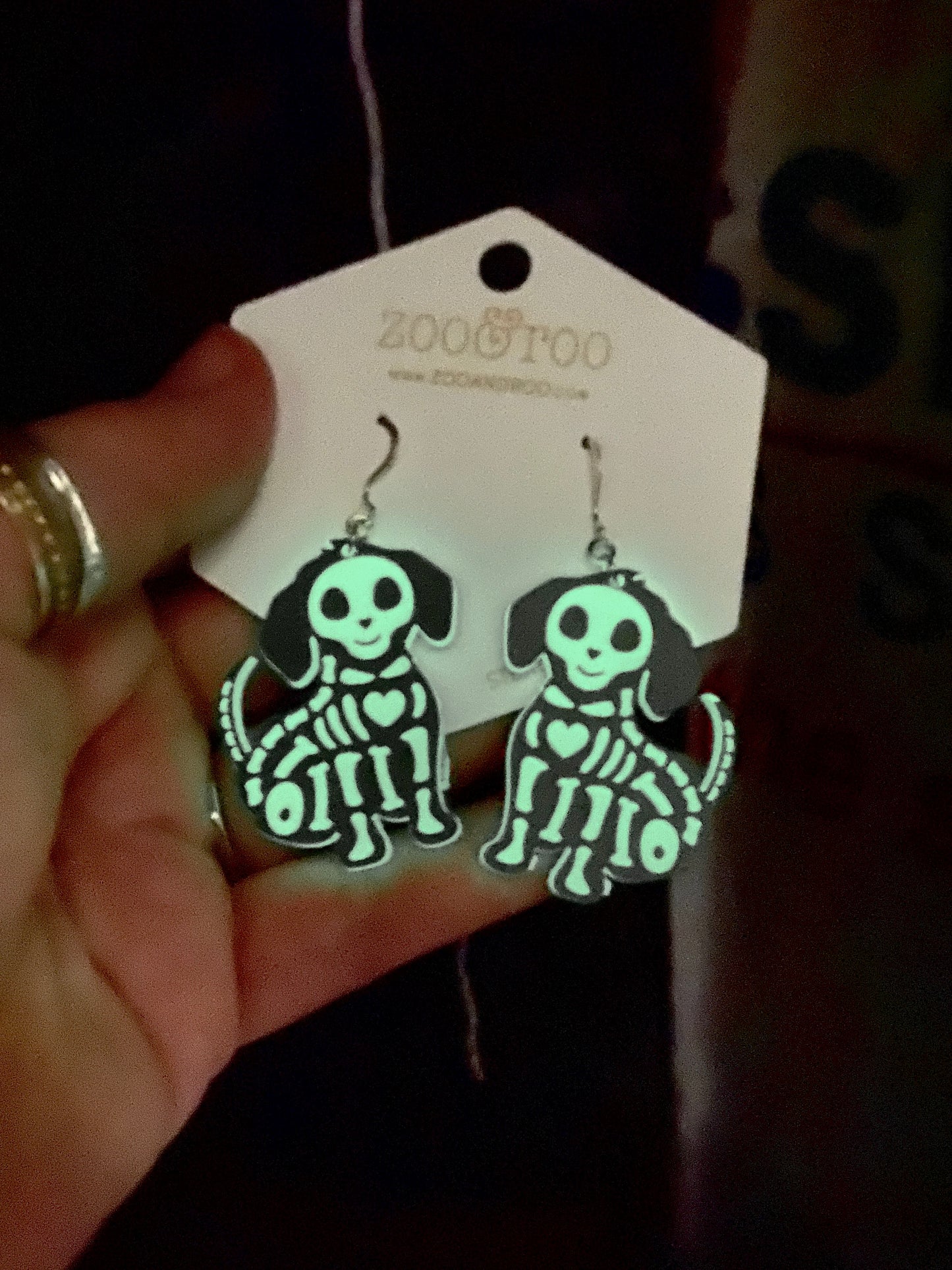 Glow in the dark dog earrings