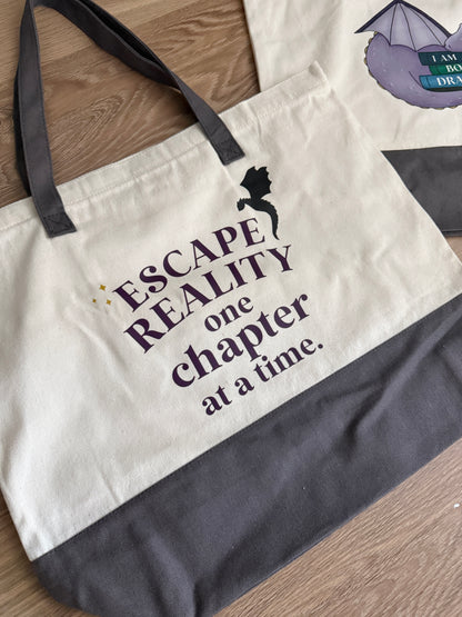 Book dragon tote bag