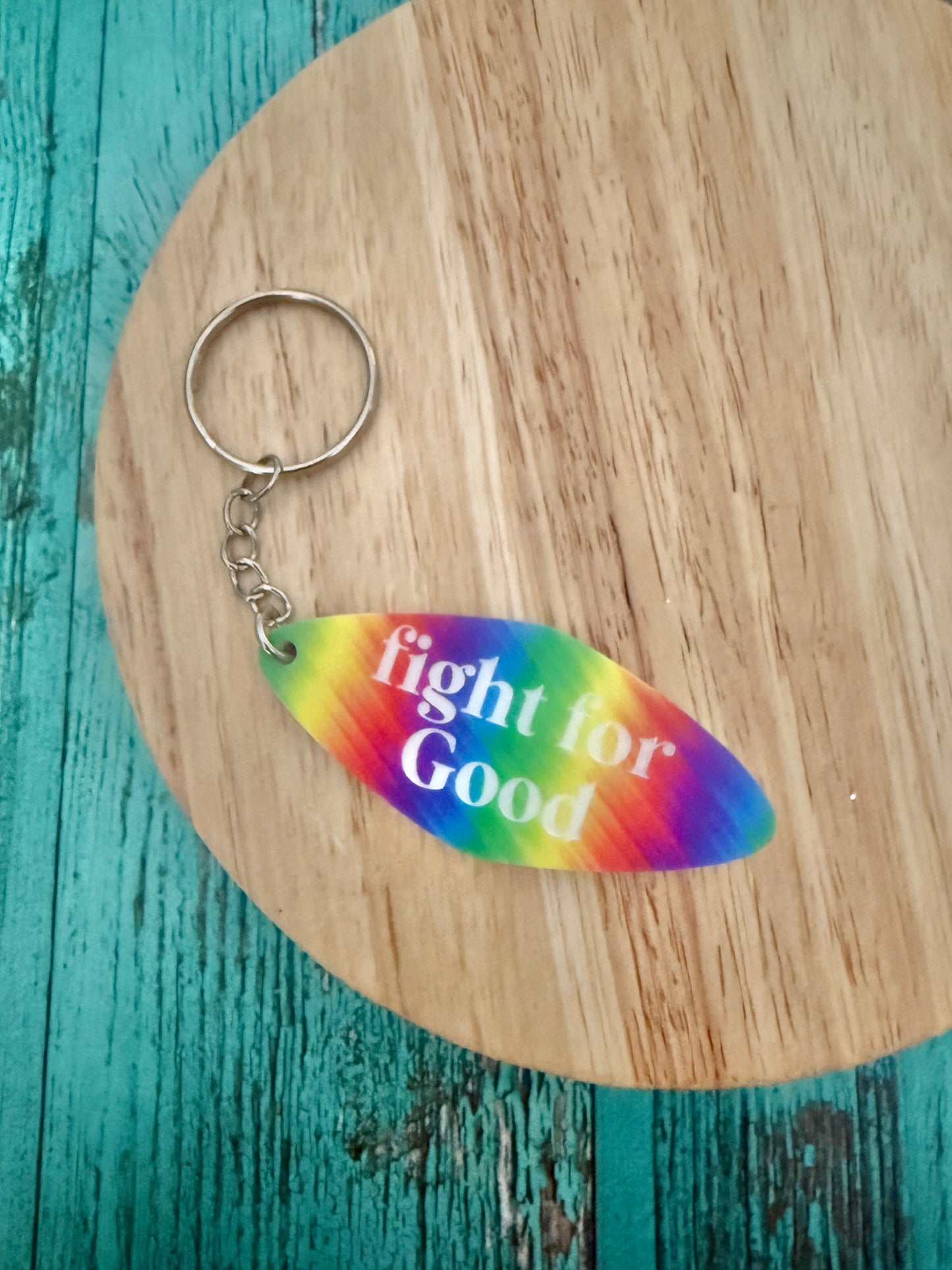Fight for Good Rainbow Acrylic Keychain