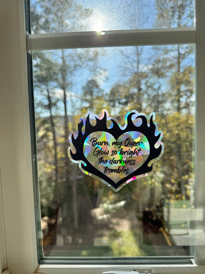 Flaming heart suncatcher decal - The Kindred's Curse Saga