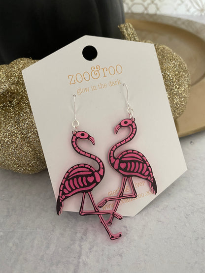 Glow in the dark flamingo earrings