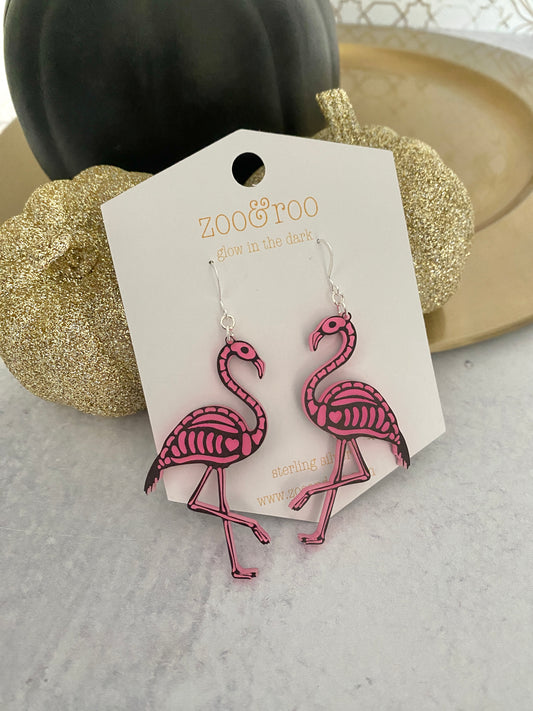 Glow in the dark flamingo earrings