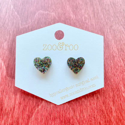 Glitter Heart Studs