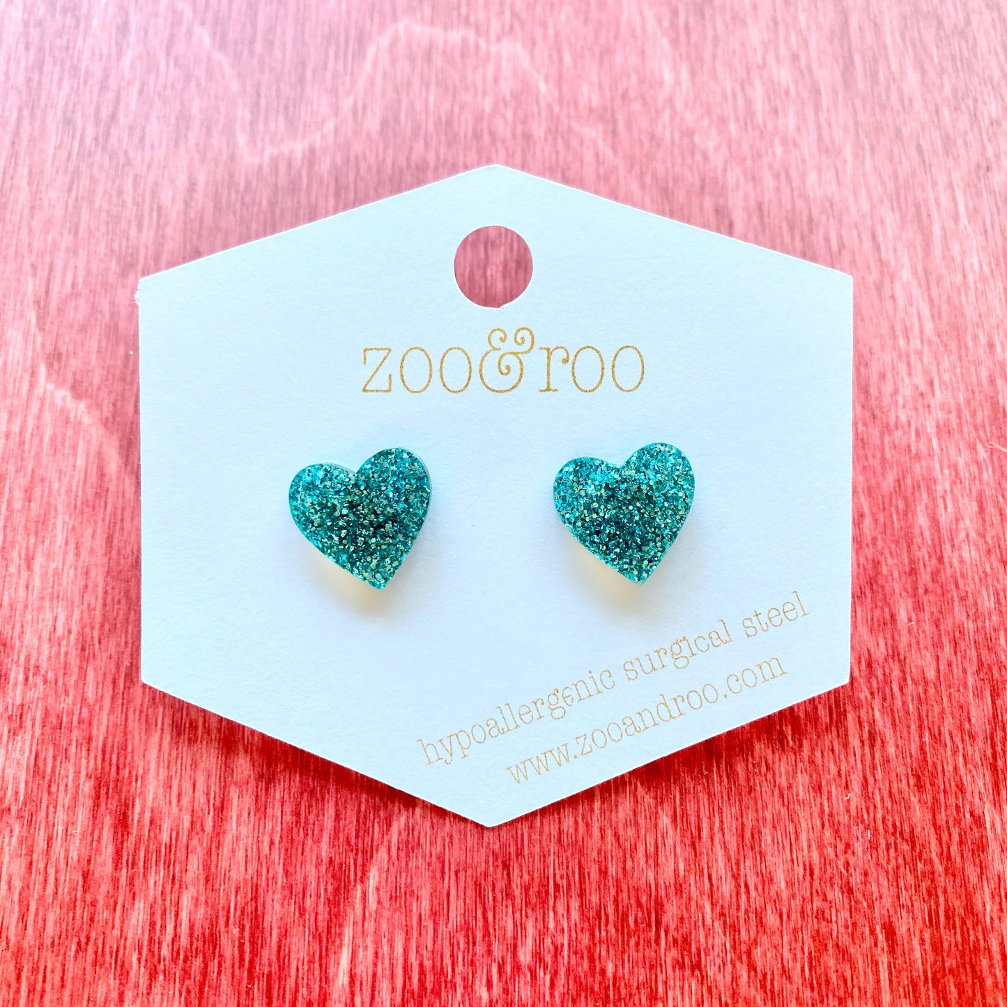 Glitter Heart Studs