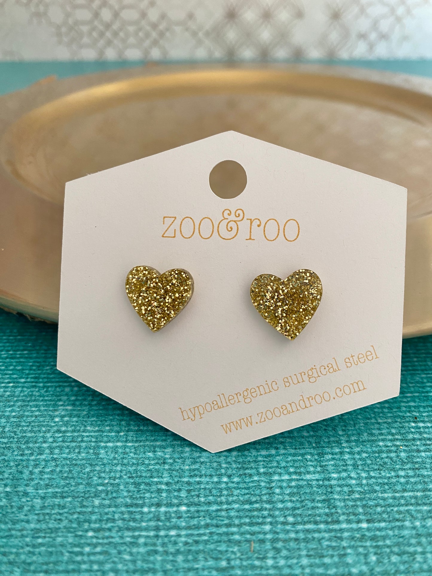 Glitter Heart Studs