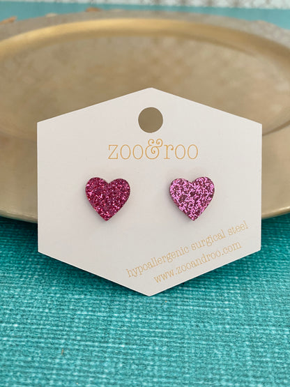 Glitter Heart Studs