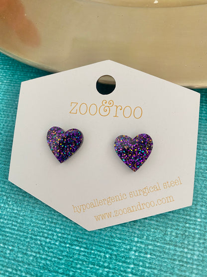 Glitter Heart Studs