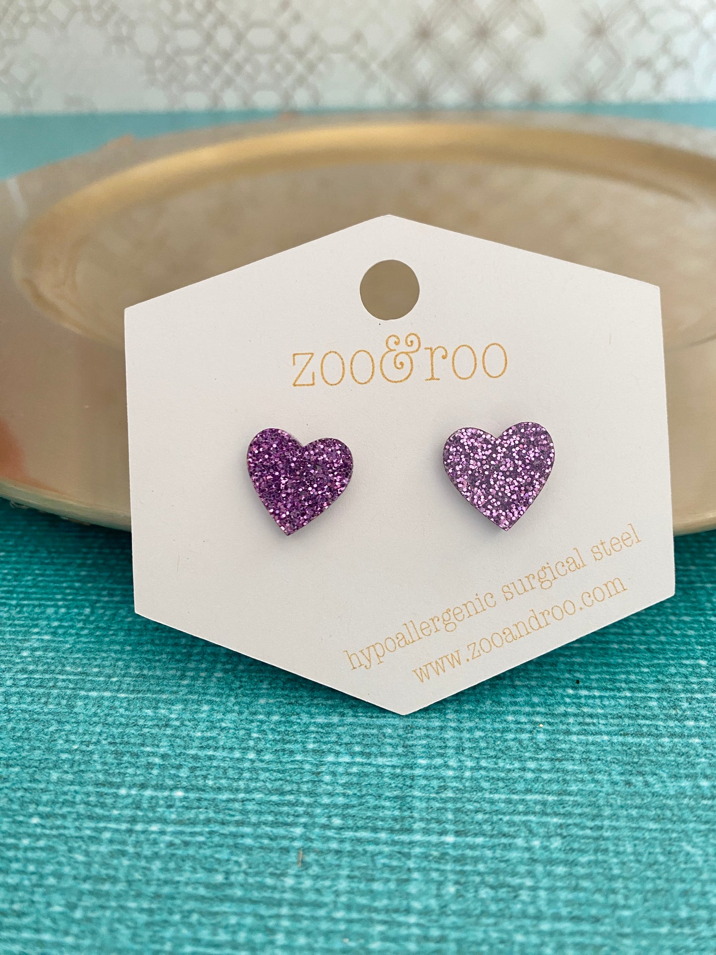 Glitter Heart Studs