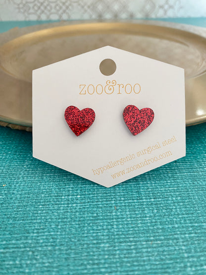 Glitter Heart Studs