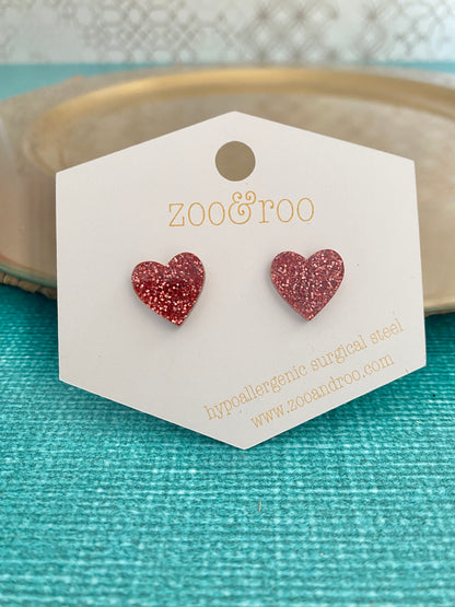 Glitter Heart Studs