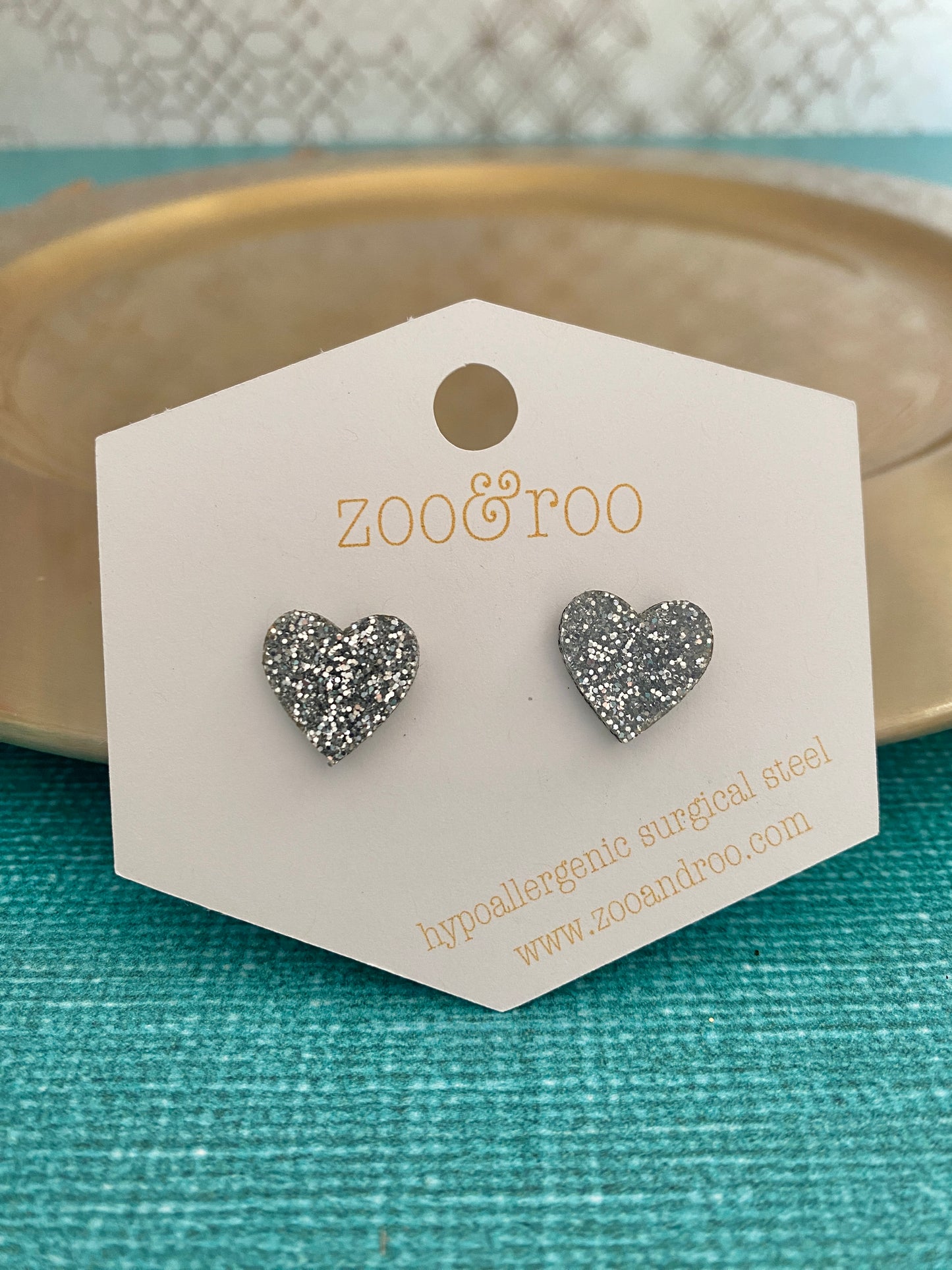 Glitter Heart Studs