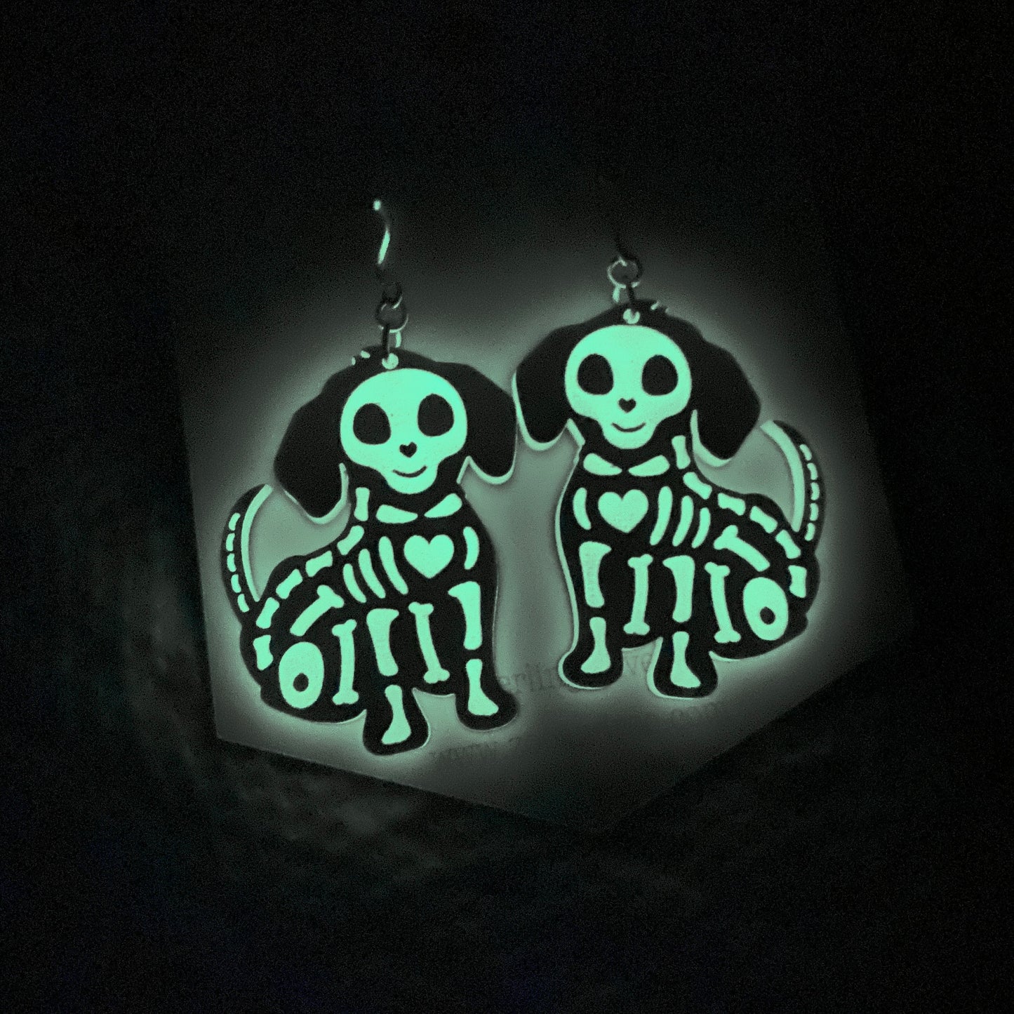 Glow in the dark dog earrings