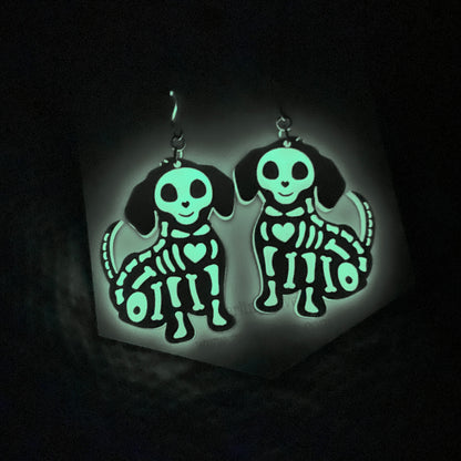 Glow in the dark dog earrings