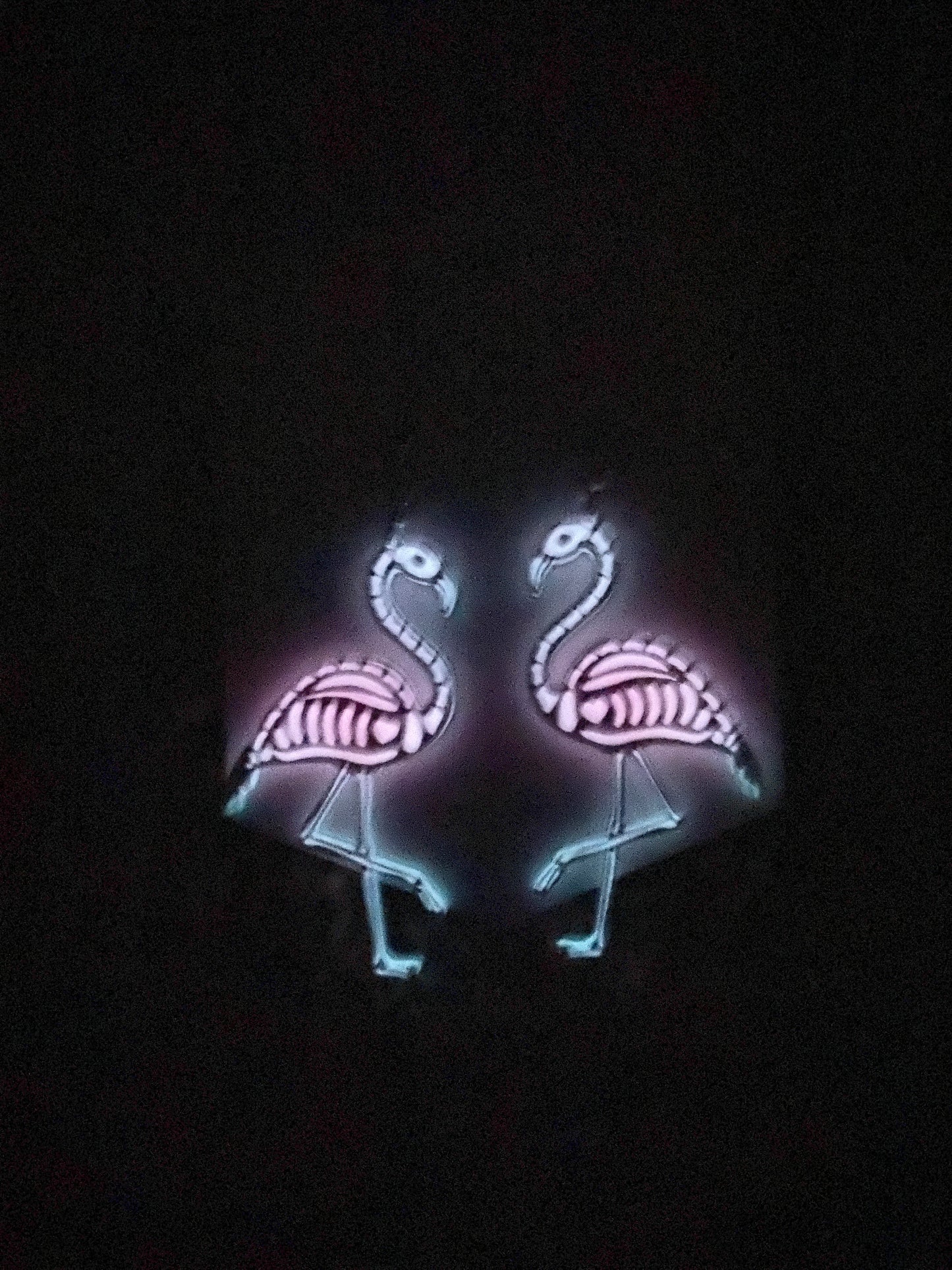 Glow in the dark flamingo earrings