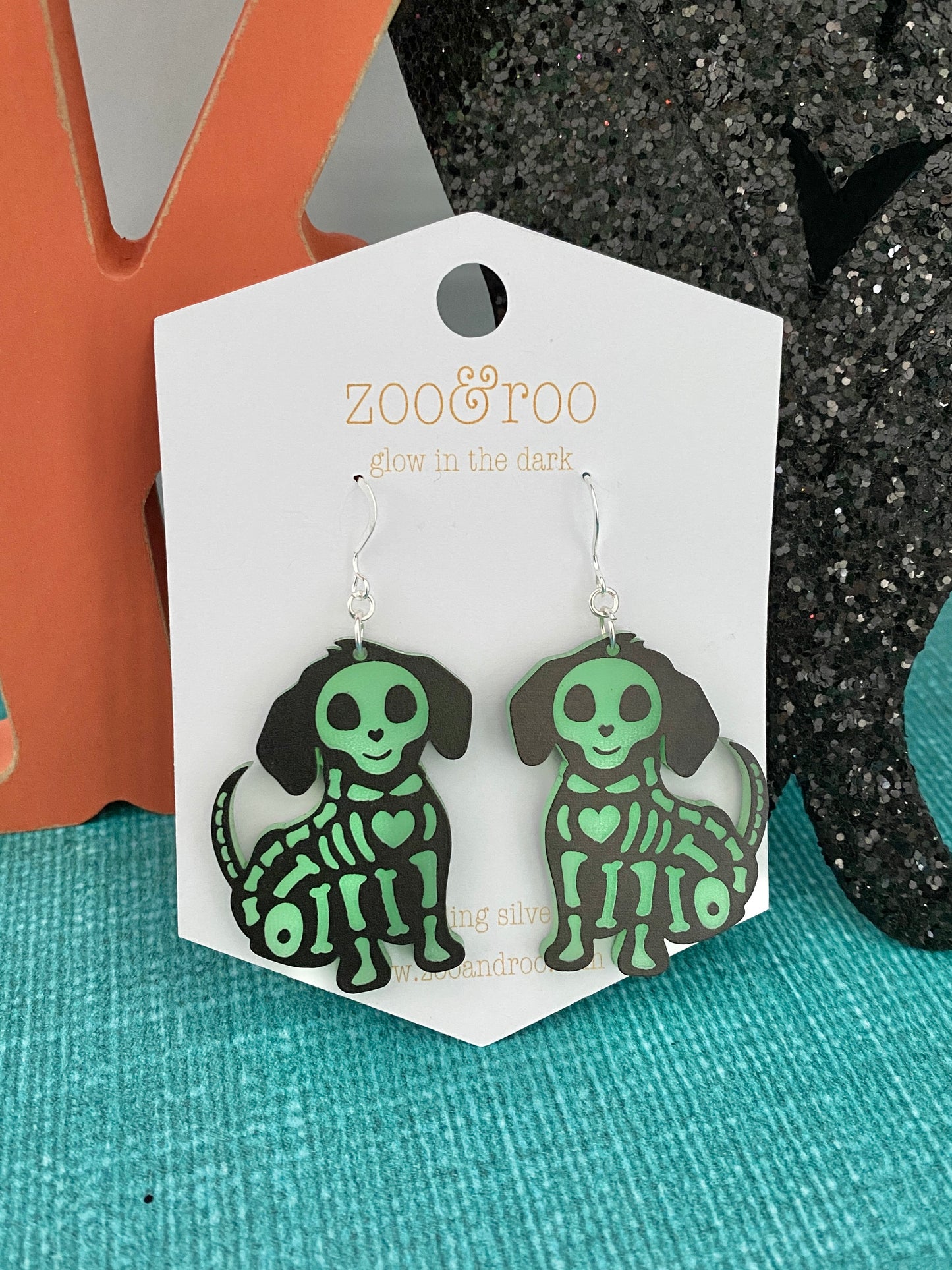 Glow in the dark dog earrings