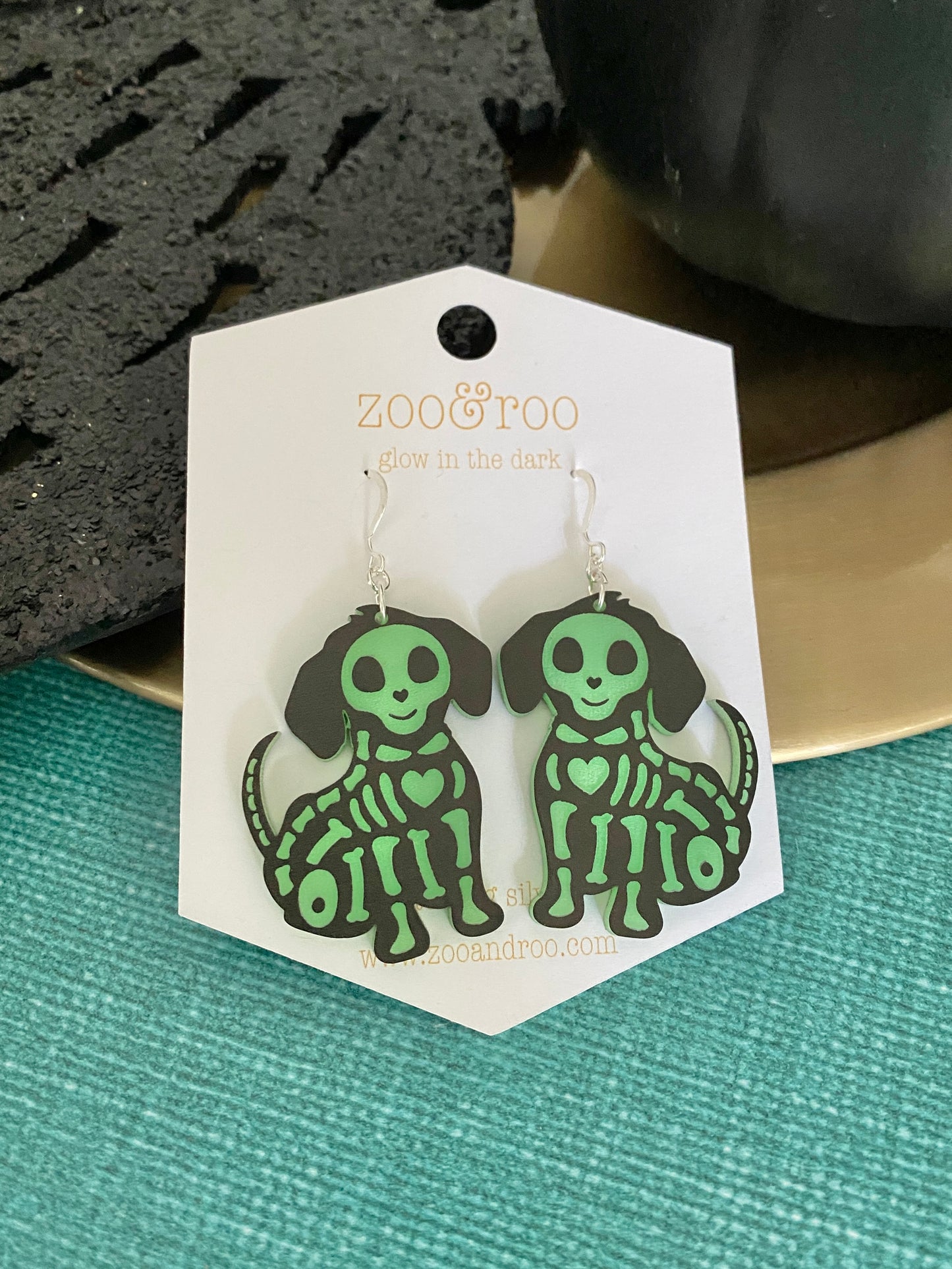 Glow in the dark dog earrings