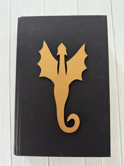 Gold dragon vegan leather bookmark