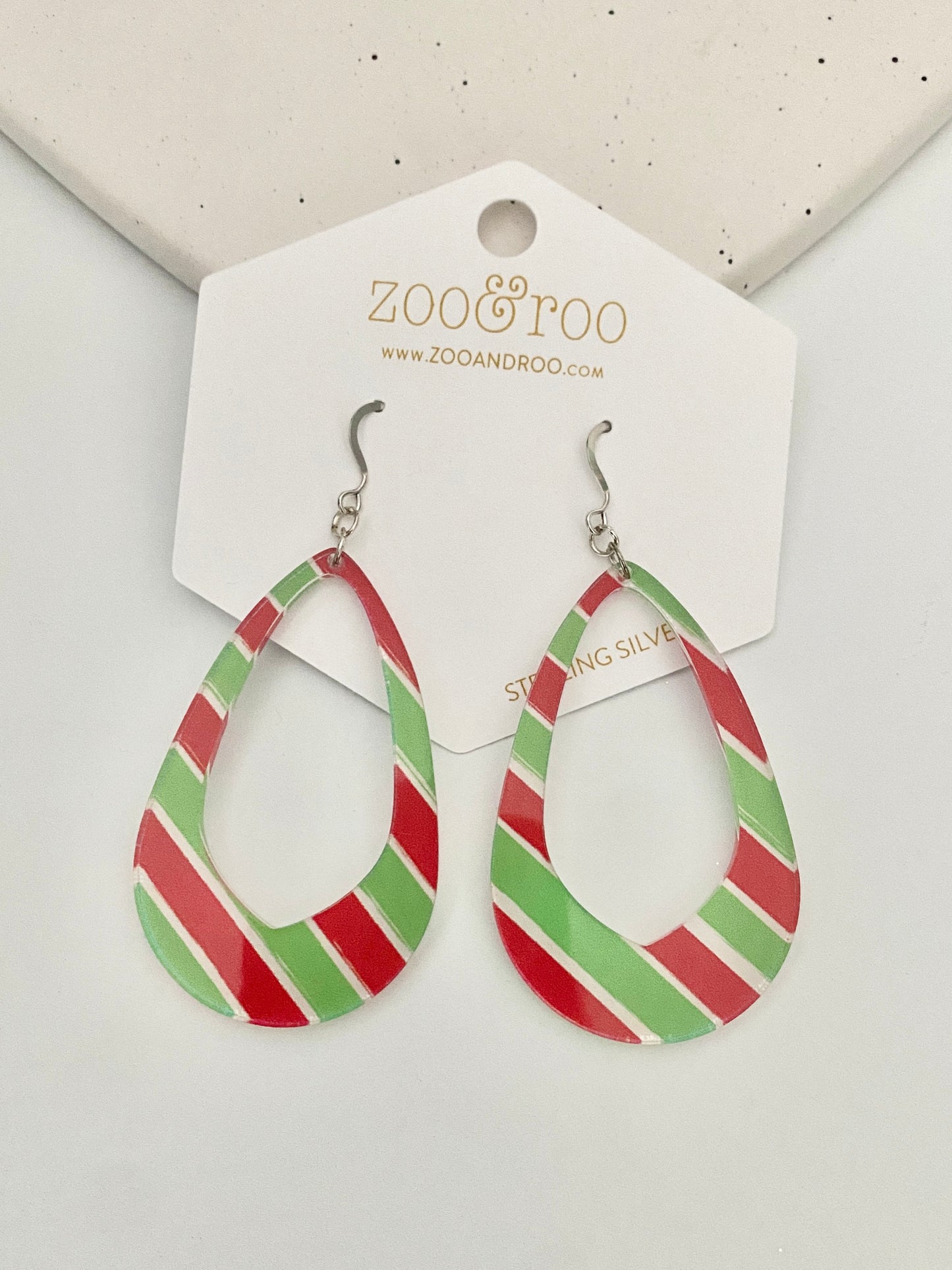 Grinchy Striped Olivia Teardrop Earrings