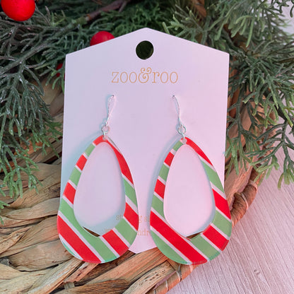 Grinchy Striped Olivia Teardrop Earrings