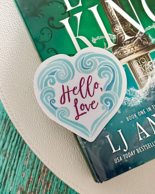 Hello Love Ever King sticker with waves in a heart shape - zoo&roo