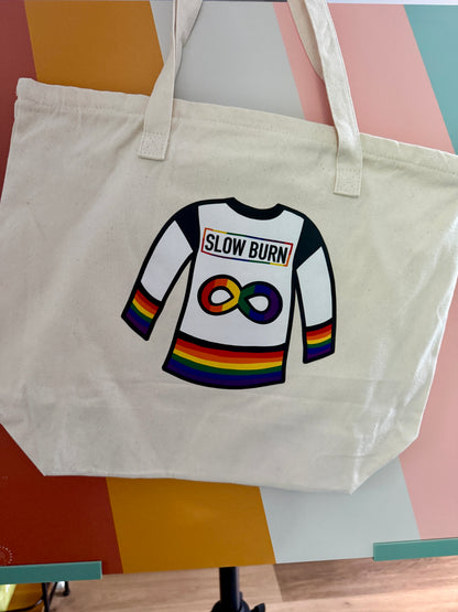 Hockey romance tote bag