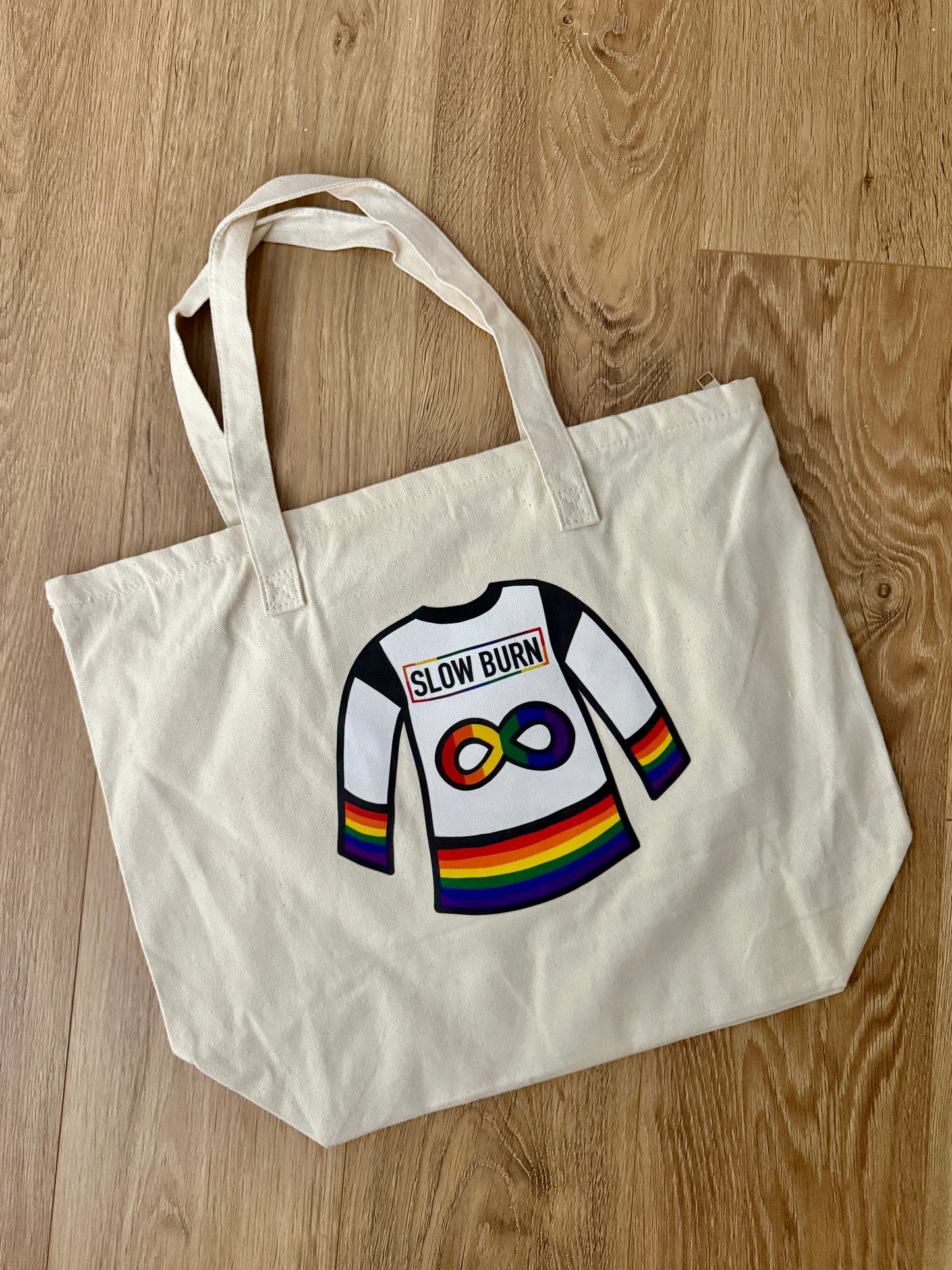 Hockey romance tote bag